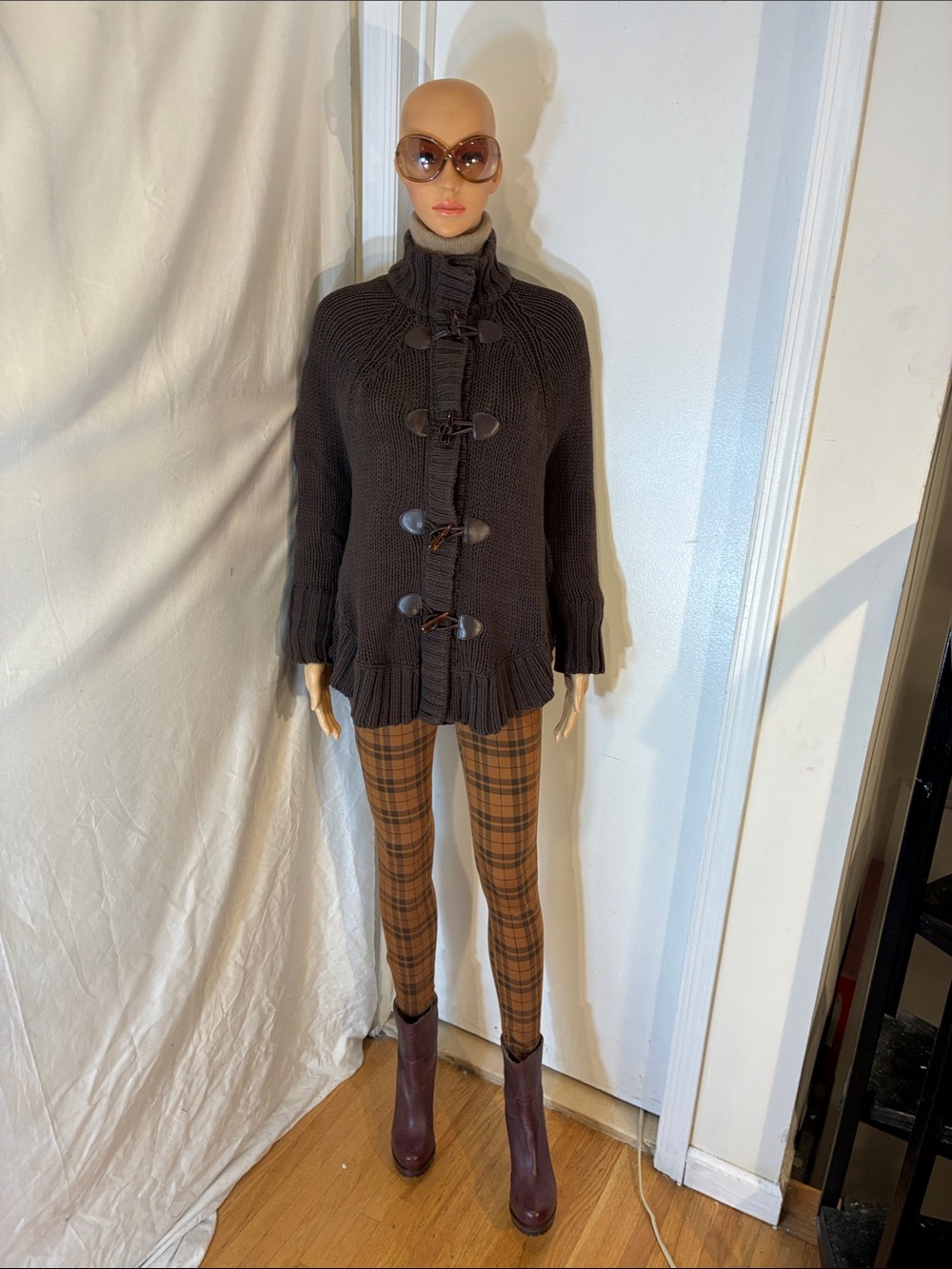 Gorgeous Michael Kors Dark Brown Toggle Sweater Cardigan/ Jacket